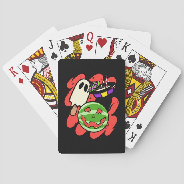 Tropisk Pineapple Monster Halloween Classic Casinokort (Baksidan)