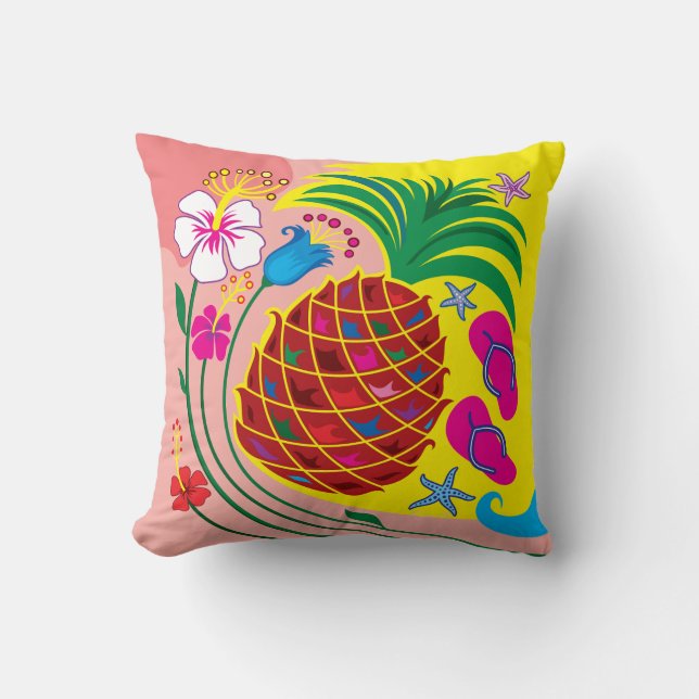 Tropisk Pineapple Sommar Kudde (Framsida)
