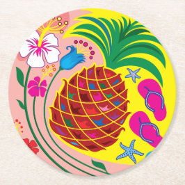 Tropisk Pineapple Sommar Underlägg Papper Rund