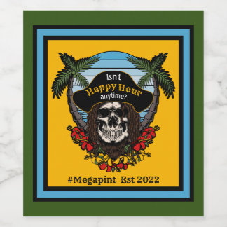 Tropisk Pirat Är inte Happy Hour Någon Gång Megapi Vinflaska Etikett