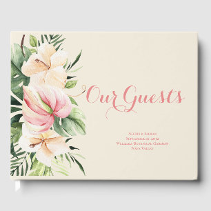 Tropisk Plumeria & Flamingo Lily Blommig Gästbok