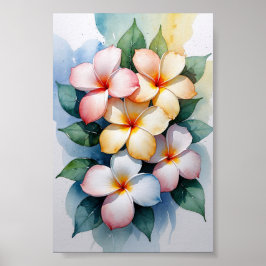 Tropisk Plumeria Vattenfärgsharmoni Poster