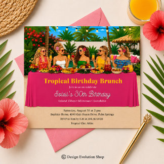 Tropisk pool brunch inbjudan 