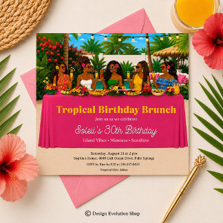 Tropisk pool brunch inbjudan 