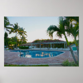 Tropisk pool vid solnedgång, Bahamas Poster