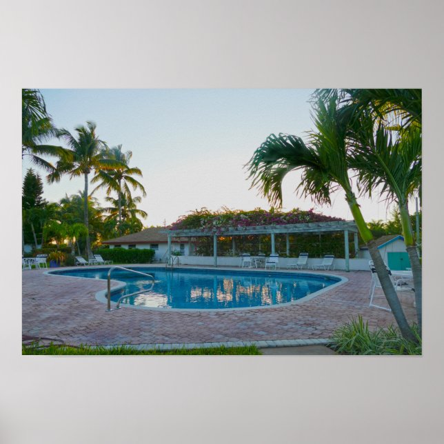 Tropisk pool vid solnedgång, Bahamas Poster (Framsidan)