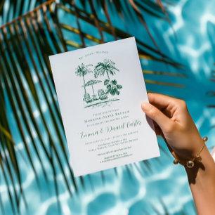 Tropisk poolparty Brunch dagen efter bröllopet Inbjudningar
