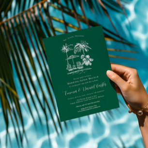Tropisk poolparty Brunch efter äktenskapet på mo Inbjudningar