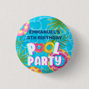 Tropisk Poolparty Födelsedag Knapp