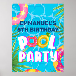 Tropisk poolparty födelsedags välkomstaffisch poster