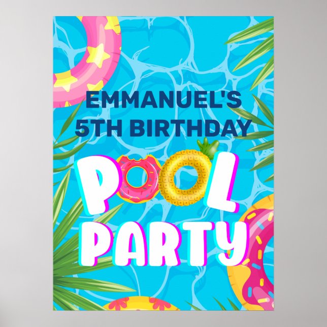 Tropisk poolparty födelsedags välkomstaffisch poster (Framsidan)