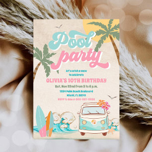 Tropisk Poolparty Födelsedagsinbjudan Inbjudningar