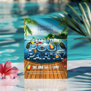 Tropisk poolparty för examen inbjudningar