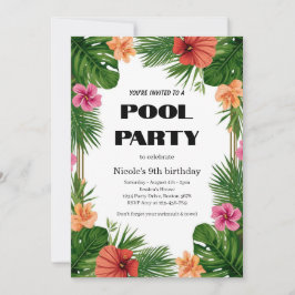Tropisk poolparty-inbjudan Nicole 9-årsdag Inbjudningar