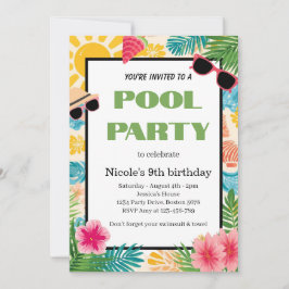 Tropisk poolparty-inbjudan Nicole 9-årsdag Inbjudningar
