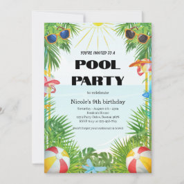 Tropisk poolparty-inbjudan Nicole 9-årsdag Inbjudningar