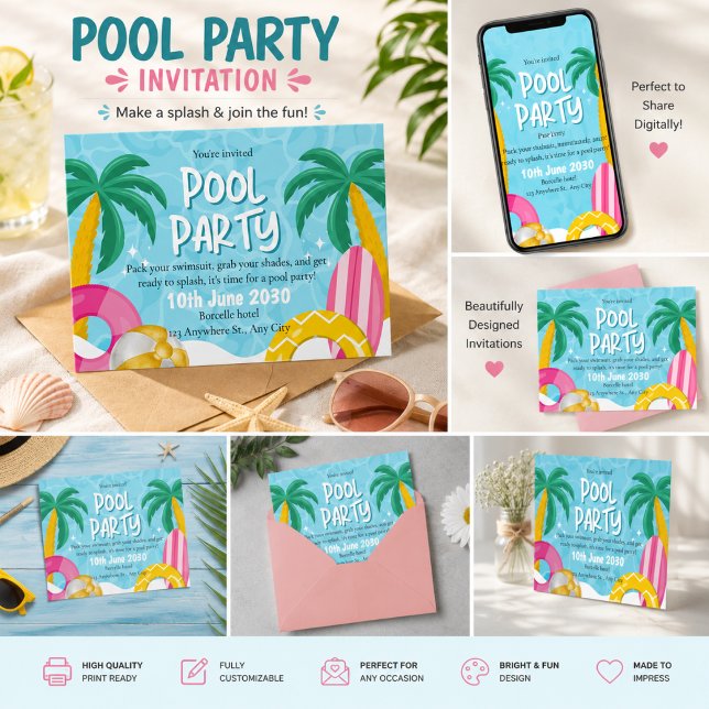 Tropisk Poolparty Inbjudningar (Skapare uppladdad)