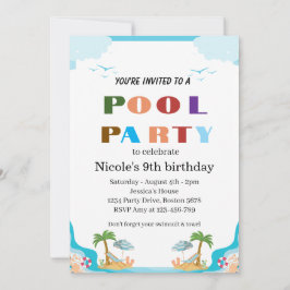 Tropisk Poolparty Nicole 9-årsdag 2026 Inbjudningar