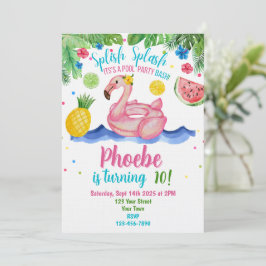Tropisk poolparty Rosa flamingo inbjudan