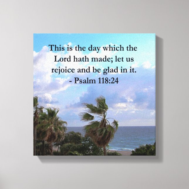 TROPISK PSALM 118:24 OCEAN OCH HANDFLATAN TRÄD CANVASTRYCK (Framsida)