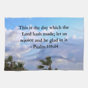 TROPISK PSALM 118:24 OCEAN OCH HANDFLATAN TRÄD KÖKSHANDDUK