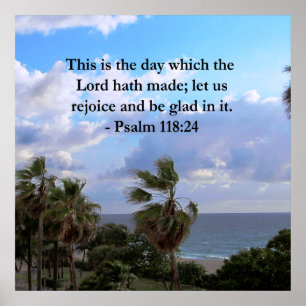 TROPISK PSALM 118:24 OCEAN OCH HANDFLATAN TRÄD POSTER