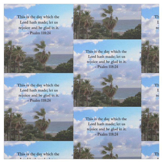 TROPISK PSALM 118:24 OCEAN OCH HANDFLATAN TRÄD TYG (Provkarta)