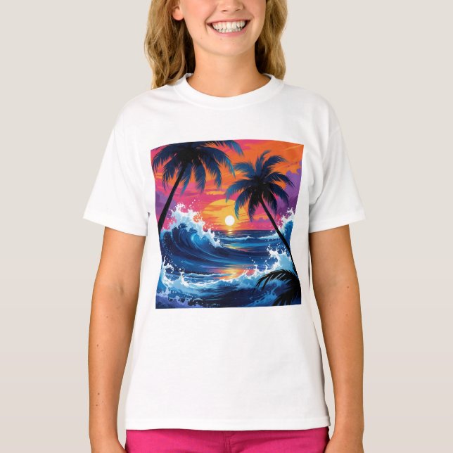 Tropisk puls - Solnedgång Surfa Vibes T Shirt (Framsida)