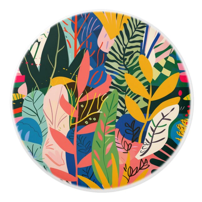 Tropisk regnskog, keramisk pull knopp (Framsidan)