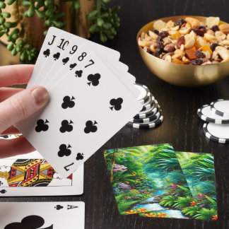 Tropisk regnskog med träd och blommor casinokort