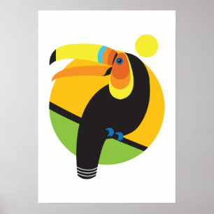 Tropisk regnskog Modern grafisk Toucan Bird Poster