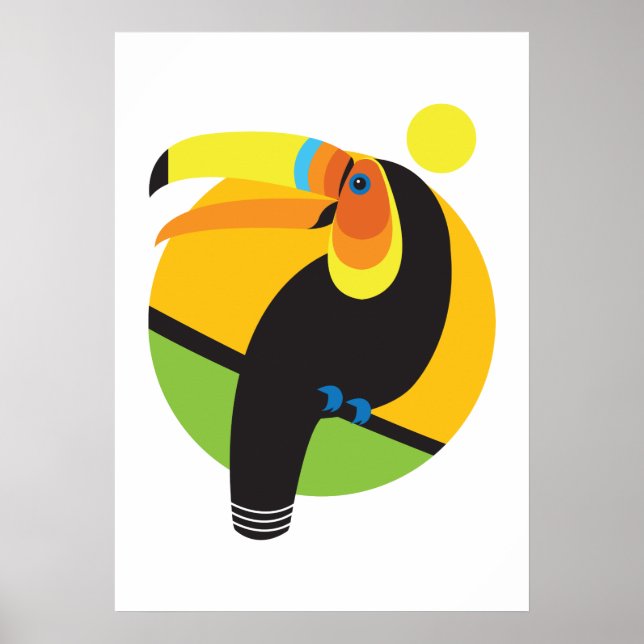 Tropisk regnskog Modern grafisk Toucan Bird Poster (Framsidan)