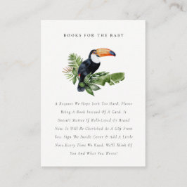 Tropisk regnskog Toucan-böcker för baby shower Tilläggskort