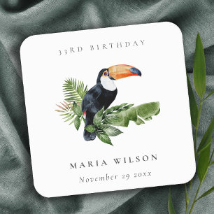 Tropisk regnskog (Toucan Fauna) oavsett ålder Underlägg Papper Kvadrat