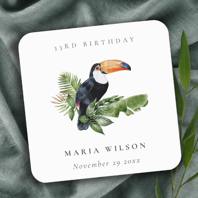 Tropisk regnskog (Toucan Fauna) oavsett ålder Underlägg Papper Kvadrat (Skapare uppladdad)