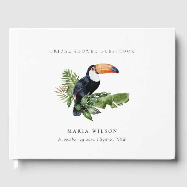 Tropisk regnskog Tucan Fauna Bröllopsdusch Gästböcker (Framsida)