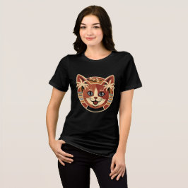 Tropisk Retro Katt Design T Shirt