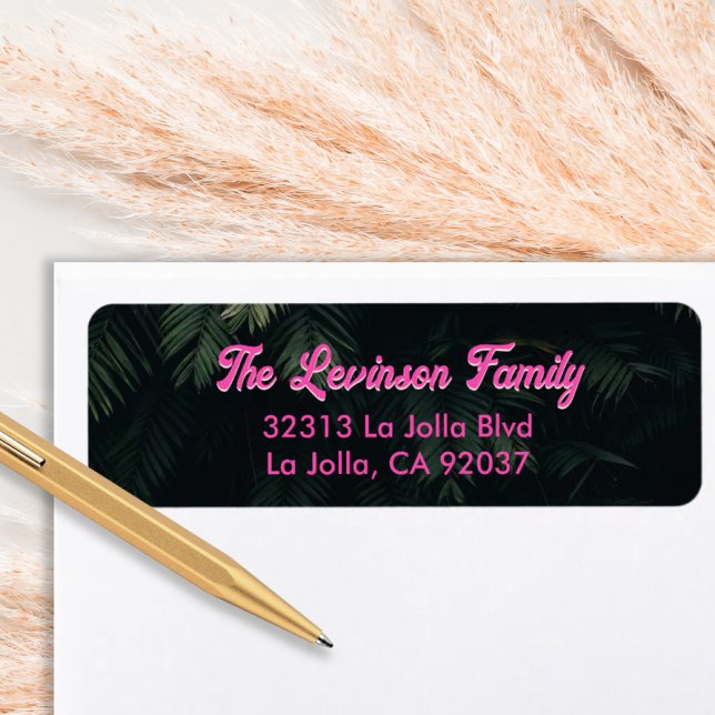 Tropisk Returadress för Rosa i personlig-familjen Returadress Etikett (Personalized Family Pink Tropical Return Address Label
)