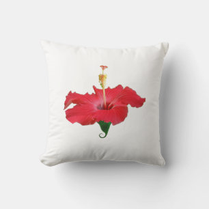 Tropisk röd hibiskusblomma kudde