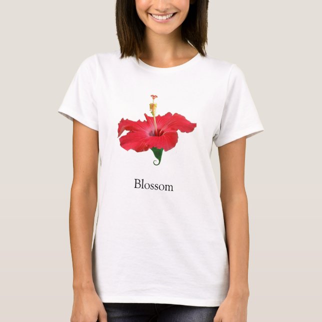Tropisk röd hibiskusblomma t shirt (Framsida)