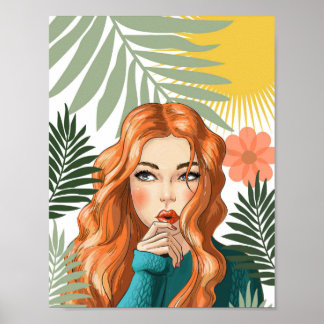 Tropisk Rödhårig Print Poster