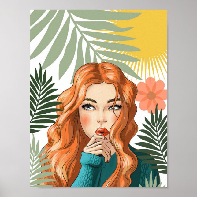 Tropisk Rödhårig Print Poster (Framsidan)