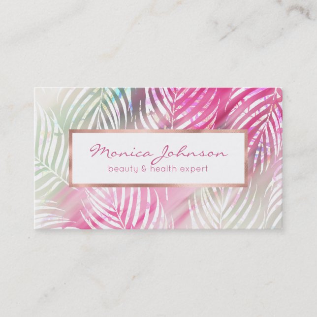 Tropisk rodna blommigt för vattenfärg för visitkort (Framsida)