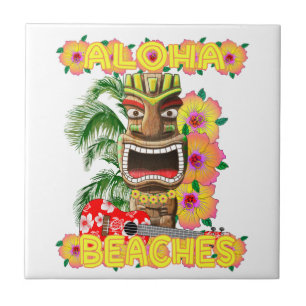 Tropisk rolig Aloha strandhawaiibo Tiki Kakelplatta