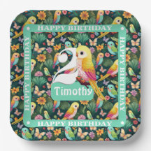 Tropisk Roligt: Personlig 2:a födelsedag Tallrikar