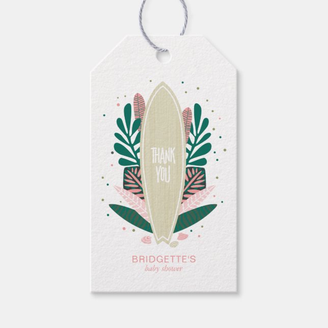 Tropisk Rosa Baby ombord på Märkrn Gift Presentetikett (Framsidan)