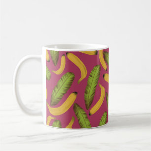 Tropisk Rosa Banana Löv Mönster Kaffemugg