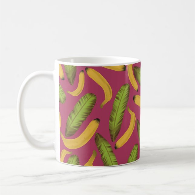 Tropisk Rosa Banana Löv Mönster Kaffemugg (Vänster)