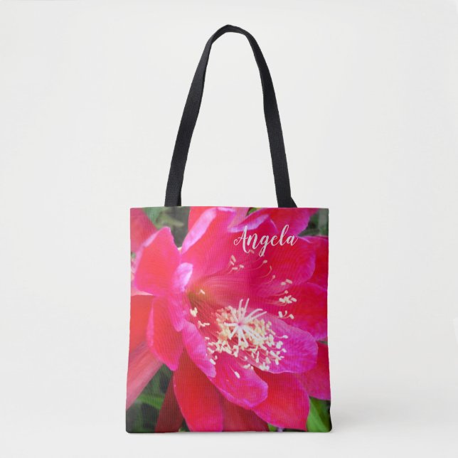 Tropisk Rosa Blomma Foto Tygkasse (Framsida)