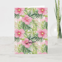 Tropisk Rosa Blommigt Bröllop Kort